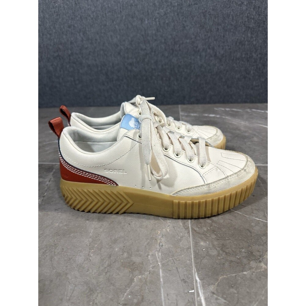 SOREL Ona Ave US 11 Waterproof Sneaker Platform White Leather Red Baby Blue B40